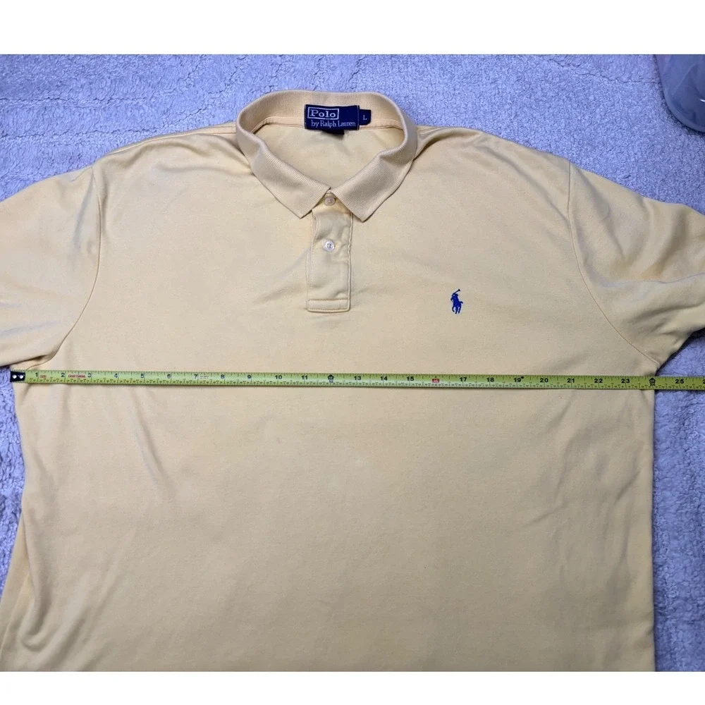 Polo Ralph Lauren Polo Shirt Mens Large Yellow Short Sleeve Embroidered Pony‎
